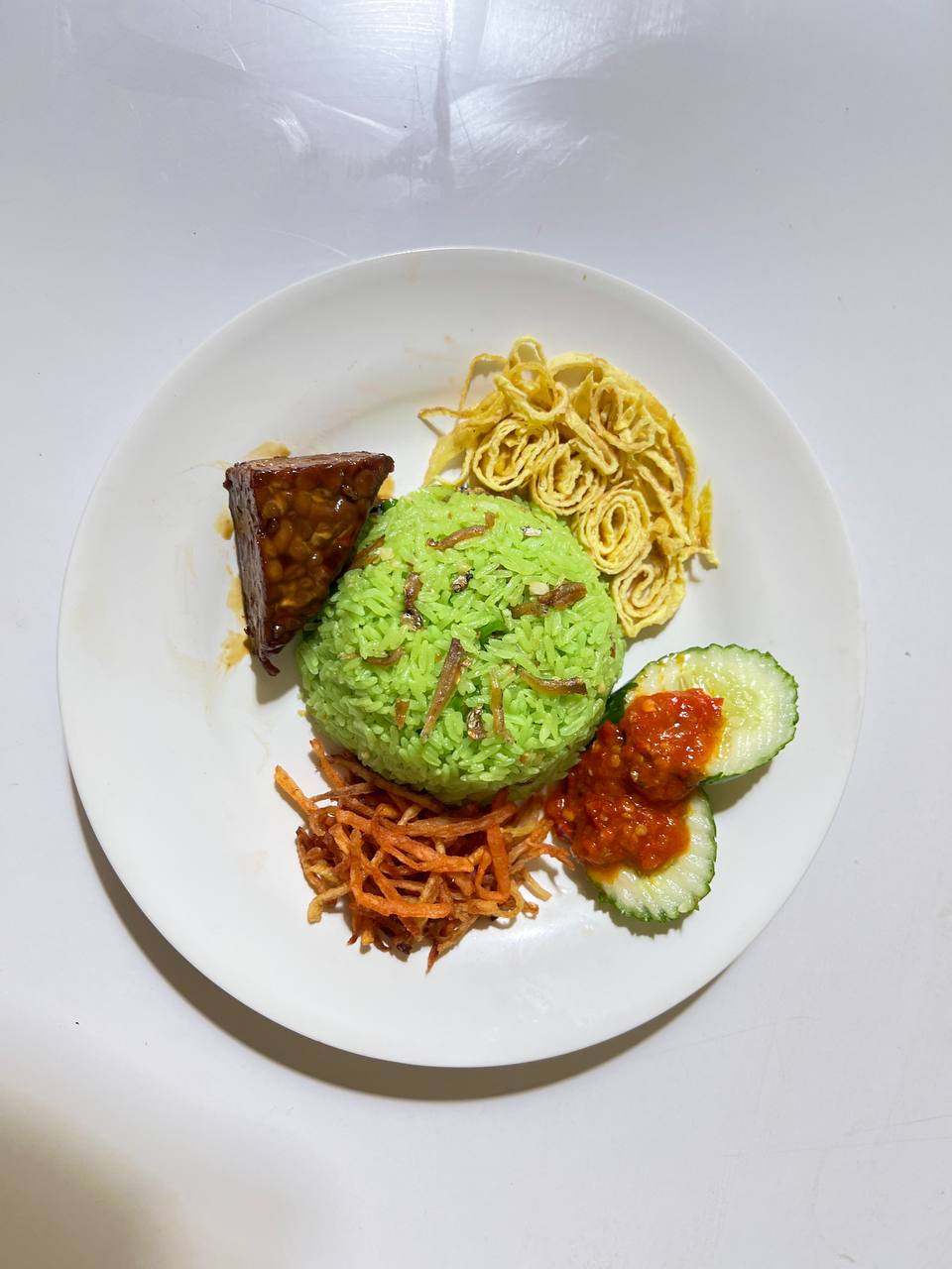 Nasi Lemak Pandan Rawit Tempe Bacem